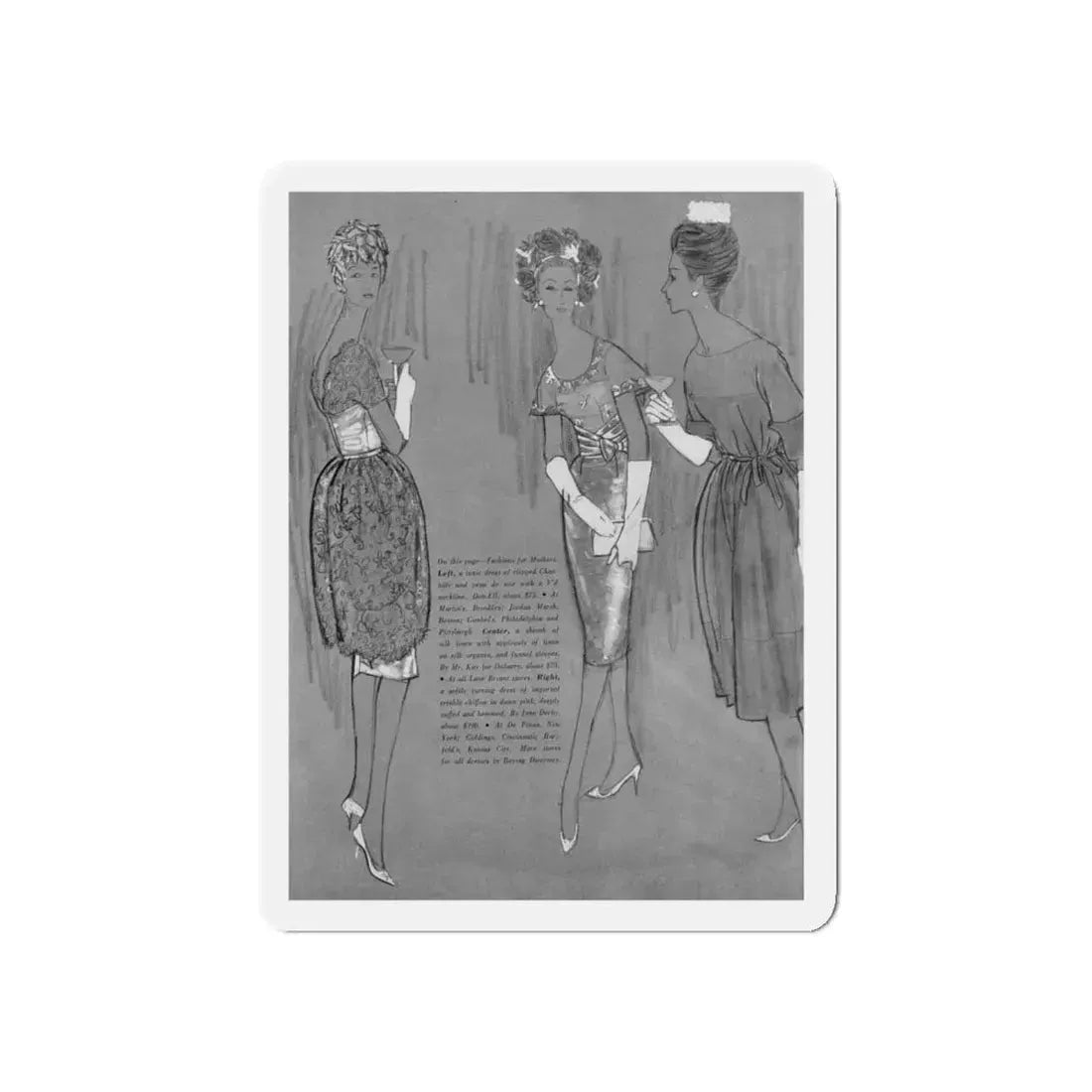 Modern Bride editorial drawn by John Moory, 1960 (1) (Magazine Illustration) Refrigerator Magnet - The Sticker Space