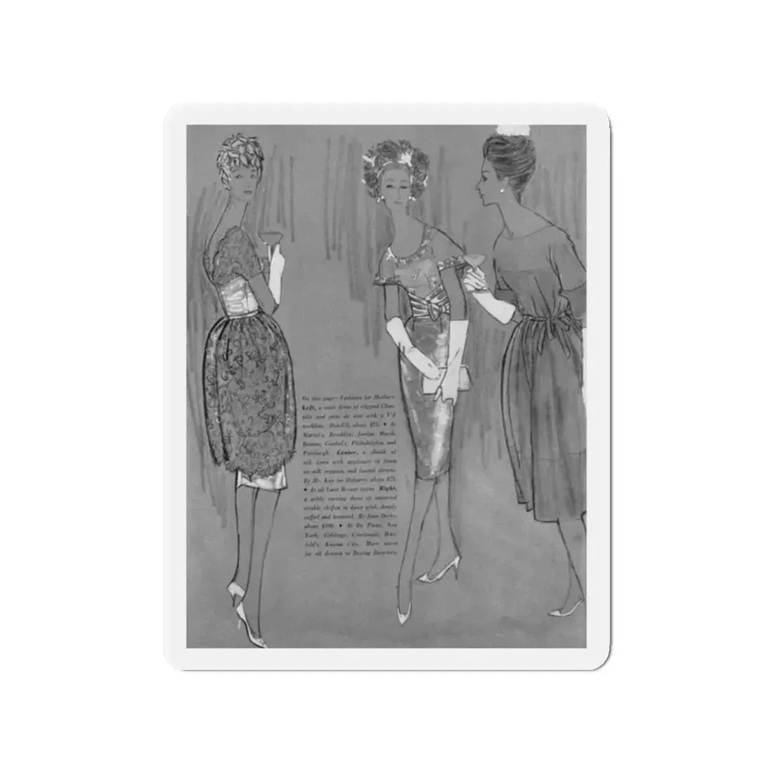 Modern Bride editorial drawn by John Moory, 1960 (1) (Magazine Illustration) Refrigerator Magnet - The Sticker Space