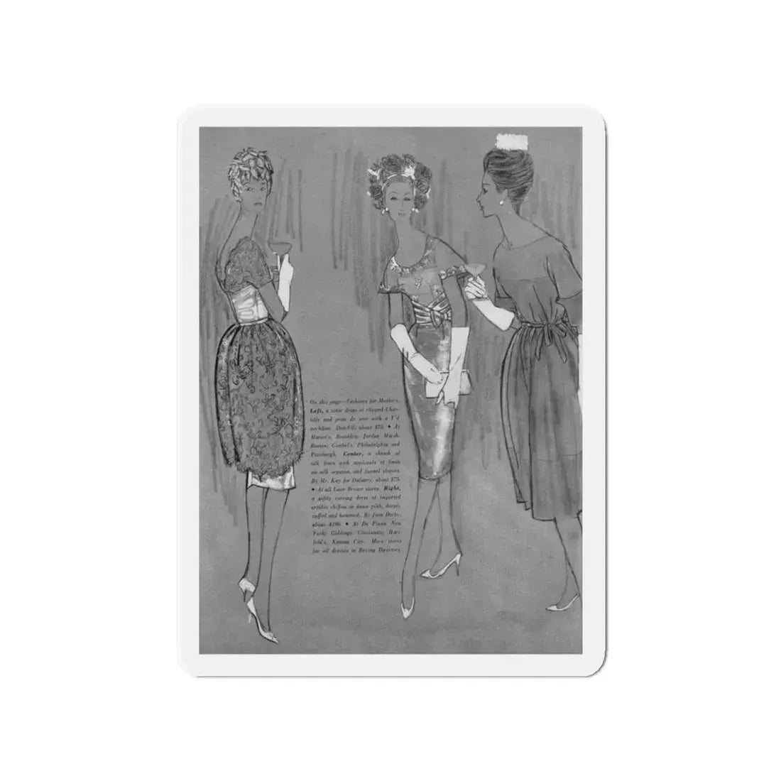 Modern Bride editorial drawn by John Moory, 1960 (1) (Magazine Illustration) Refrigerator Magnet - The Sticker Space