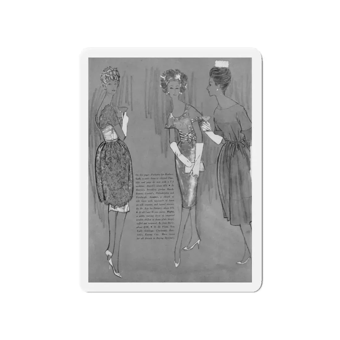 Modern Bride editorial drawn by John Moory, 1960 (1) (Magazine Illustration) Refrigerator Magnet - The Sticker Space