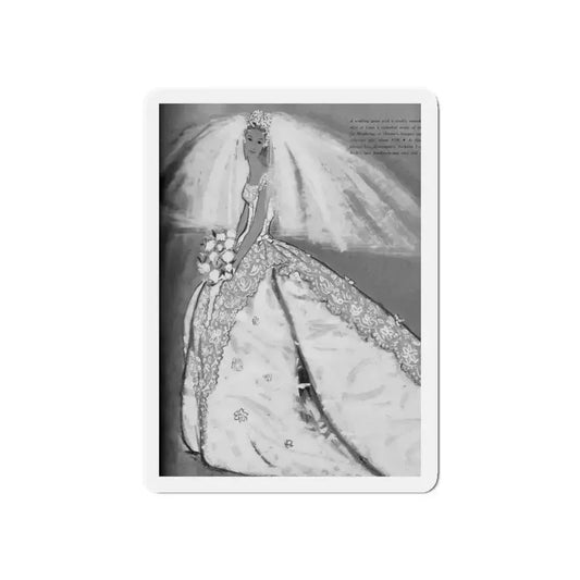 Modern Bride editorial drawn by John Moory, 1960 (2) (Magazine Illustration) Refrigerator Magnet 6 Inch - The Sticker Space