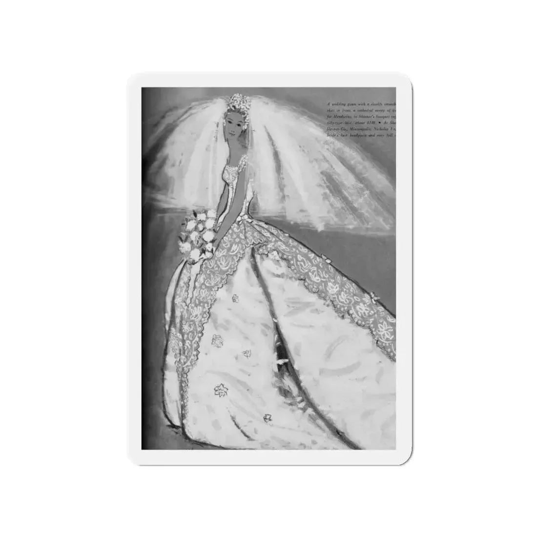 Modern Bride editorial drawn by John Moory, 1960 (2) (Magazine Illustration) Refrigerator Magnet - The Sticker Space