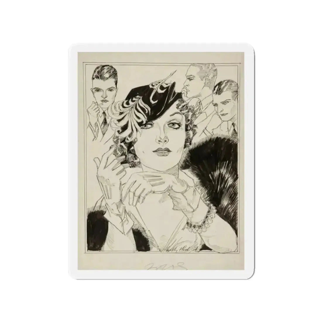 Modern Mona Lisa (1934) (Magazine Illustration) Refrigerator Magnet 2 Inch - The Sticker Space