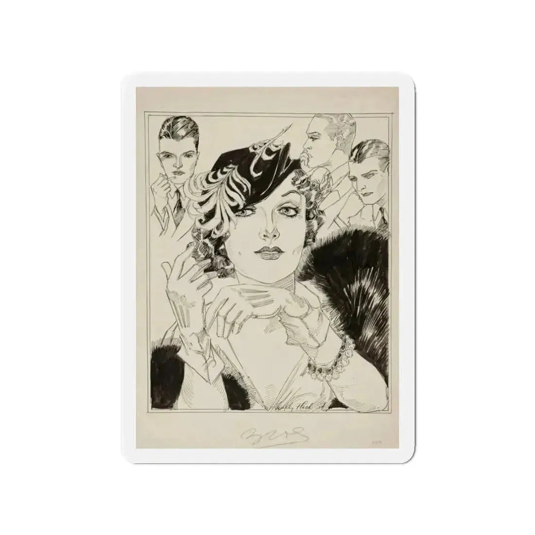 Modern Mona Lisa (1934) (Magazine Illustration) Refrigerator Magnet 3 Inch - The Sticker Space