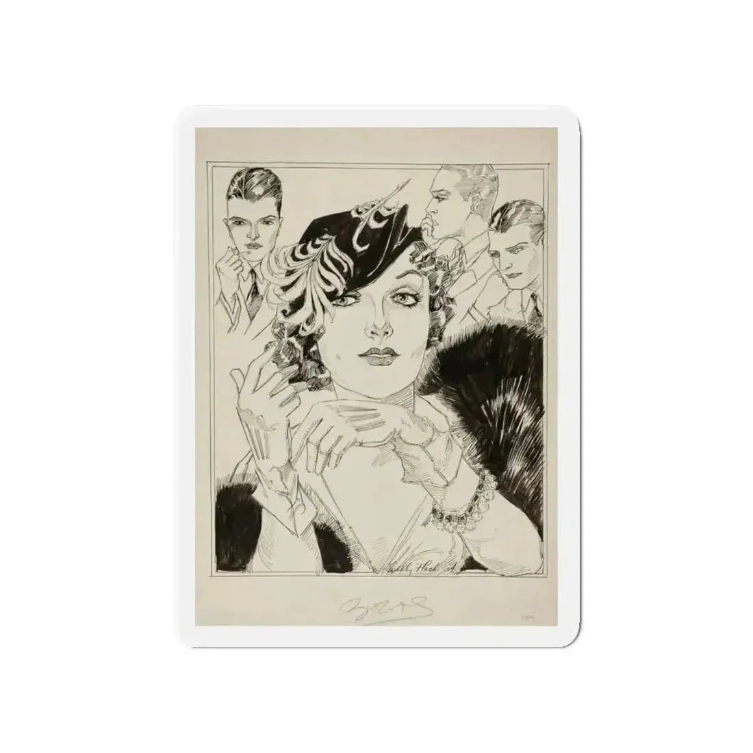 Modern Mona Lisa (1934) (Magazine Illustration) Refrigerator Magnet 4 Inch - The Sticker Space