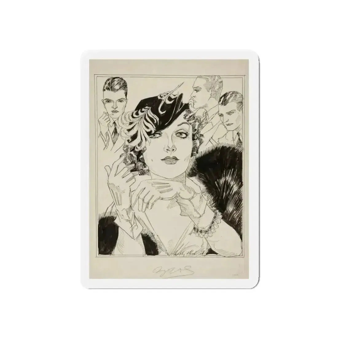 Modern Mona Lisa (1934) (Magazine Illustration) Refrigerator Magnet 5 Inch - The Sticker Space