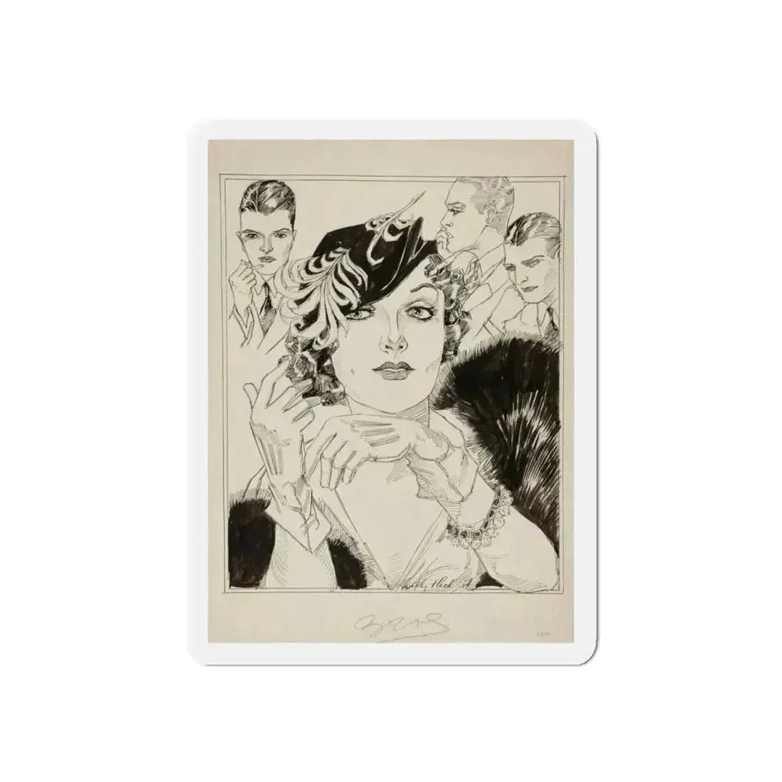 Modern Mona Lisa (1934) (Magazine Illustration) Refrigerator Magnet 6 Inch - The Sticker Space