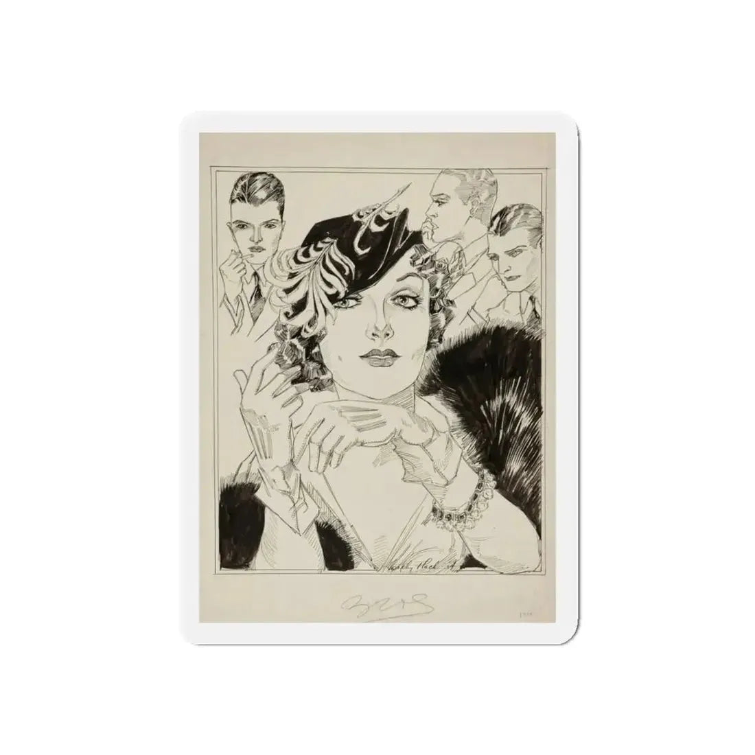 Modern Mona Lisa (1934) (Magazine Illustration) Refrigerator Magnet - The Sticker Space