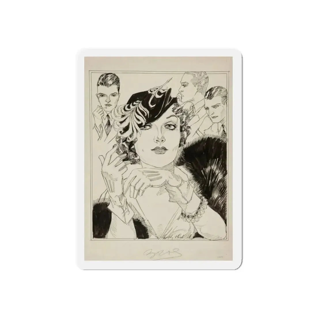 Modern Mona Lisa (1934) (Magazine Illustration) Refrigerator Magnet - The Sticker Space