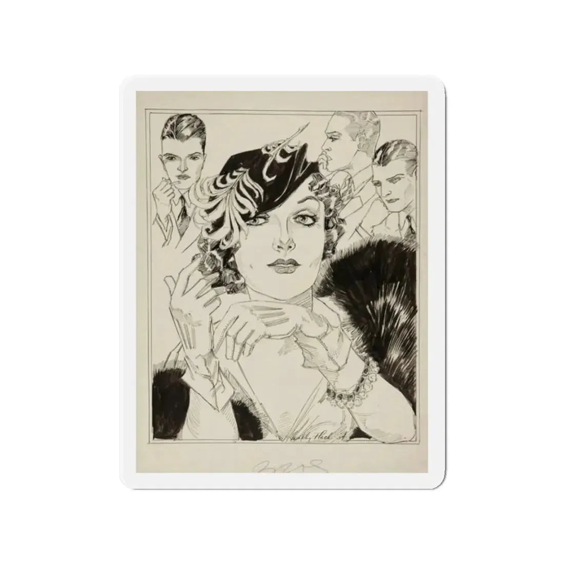 Modern Mona Lisa (1934) (Magazine Illustration) Refrigerator Magnet - The Sticker Space