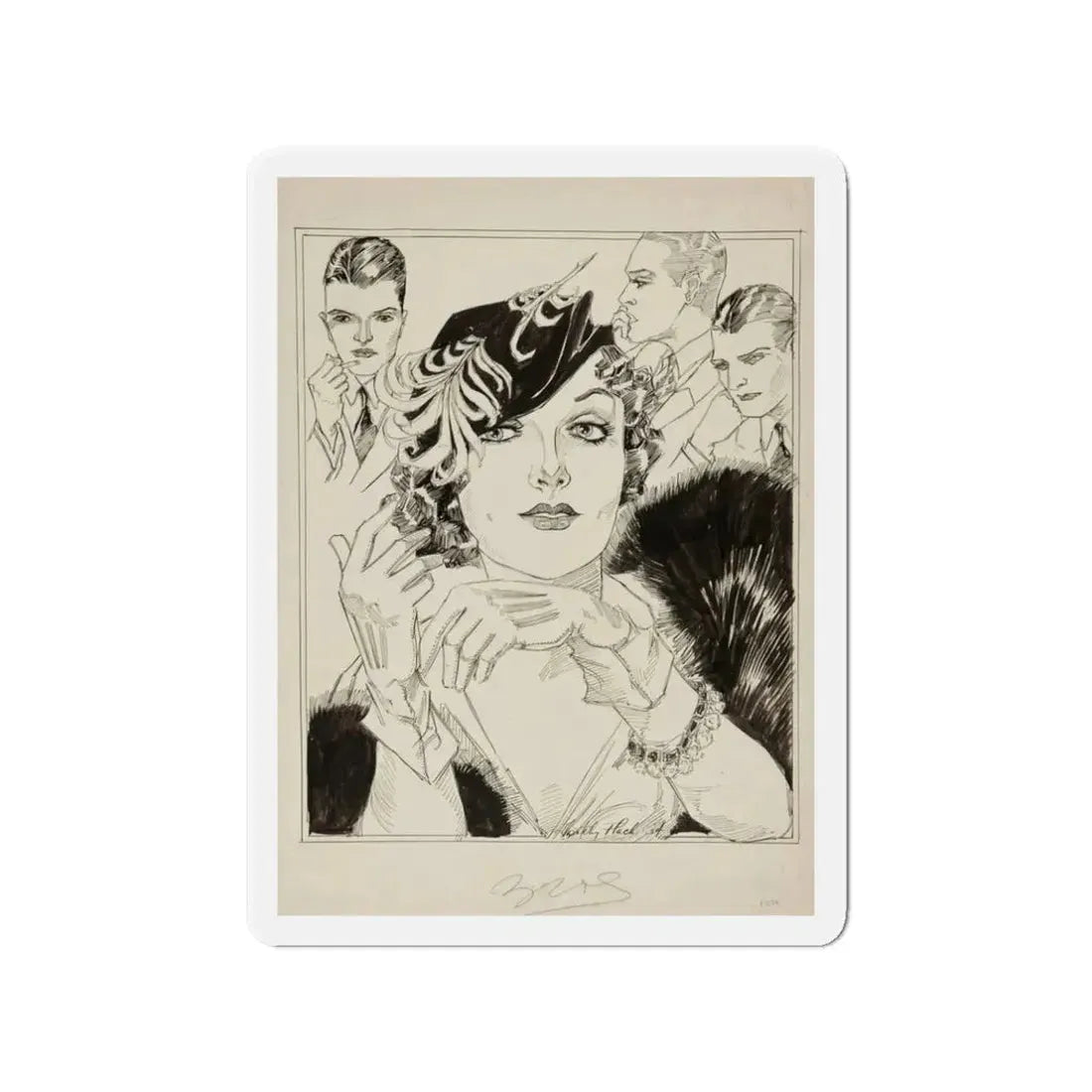 Modern Mona Lisa (1934) (Magazine Illustration) Refrigerator Magnet - The Sticker Space