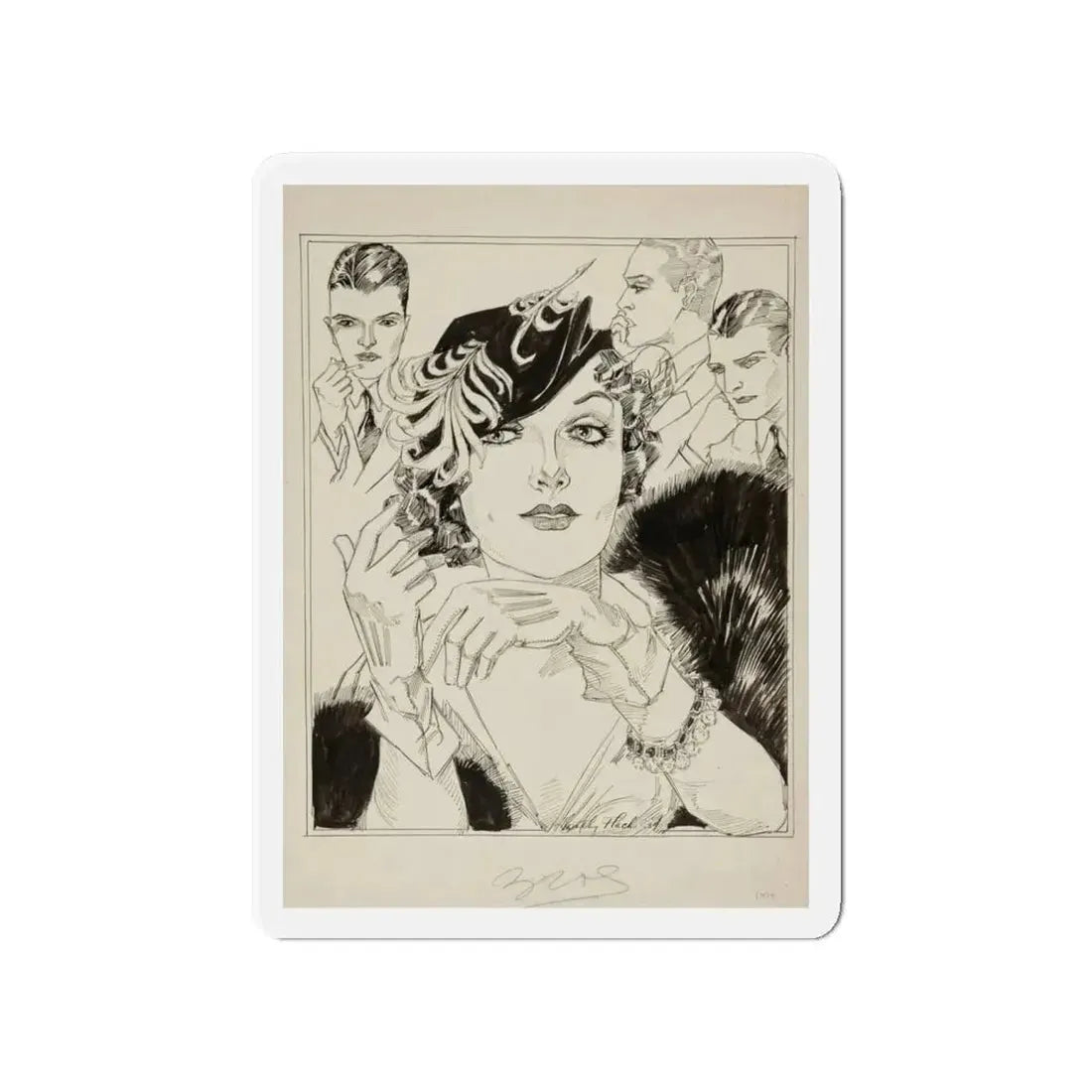 Modern Mona Lisa (1934) (Magazine Illustration) Refrigerator Magnet - The Sticker Space