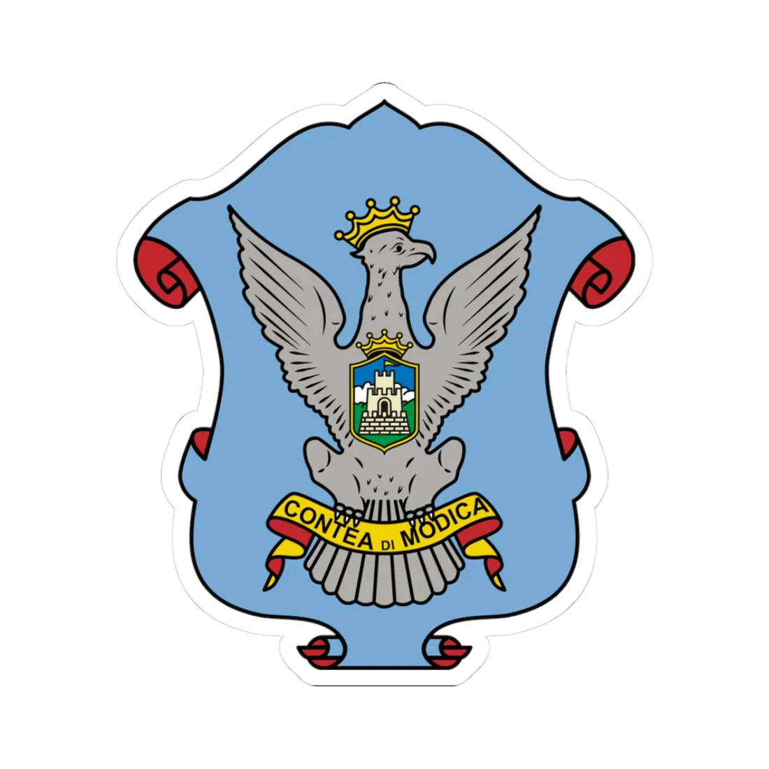 Modica-Stemma (Italy) (Coat of Arms) STICKER Vinyl Kiss-Cut Decal 3 Inch White - The Sticker Space