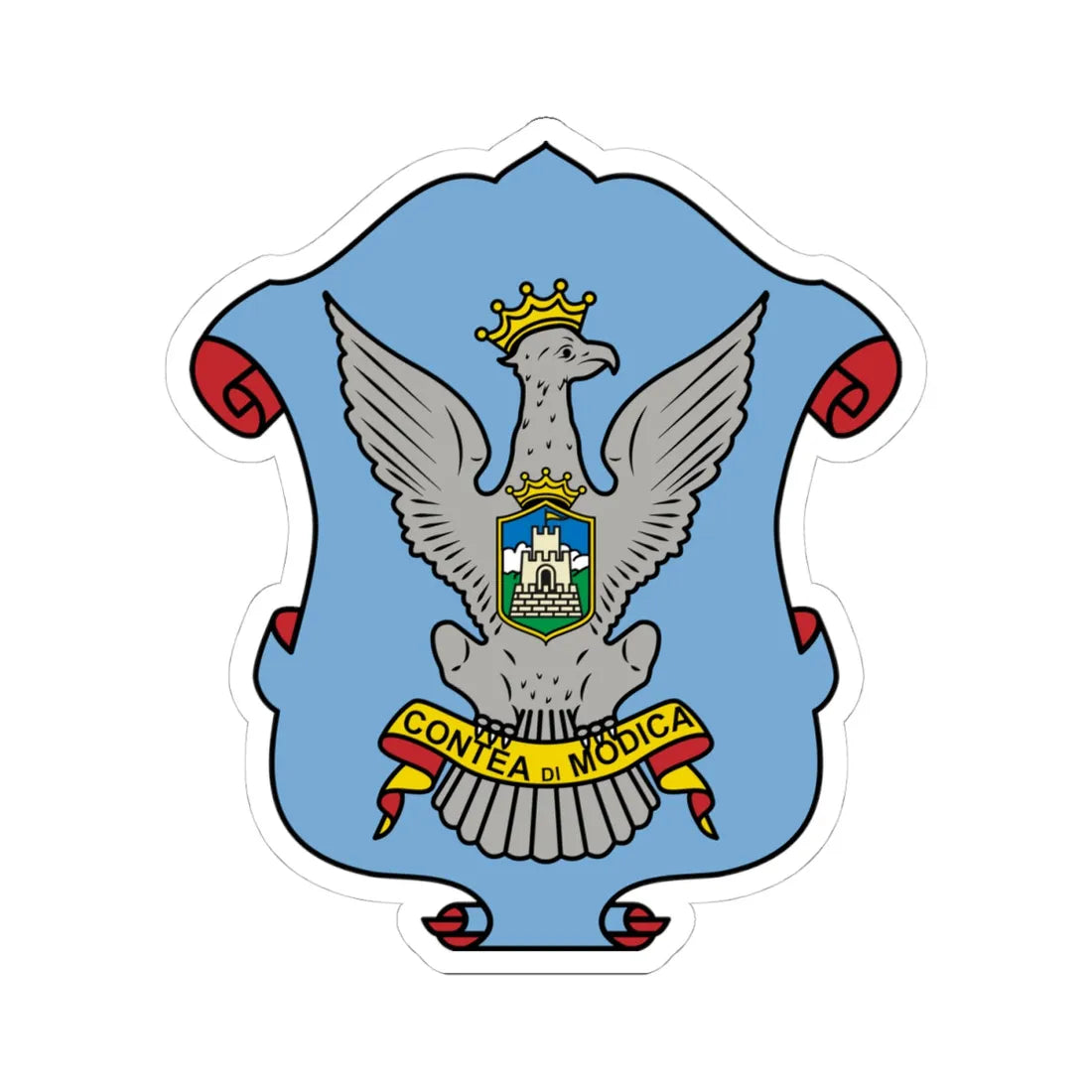 Modica-Stemma (Italy) (Coat of Arms) STICKER Vinyl Kiss-Cut Decal 4 Inch White - The Sticker Space