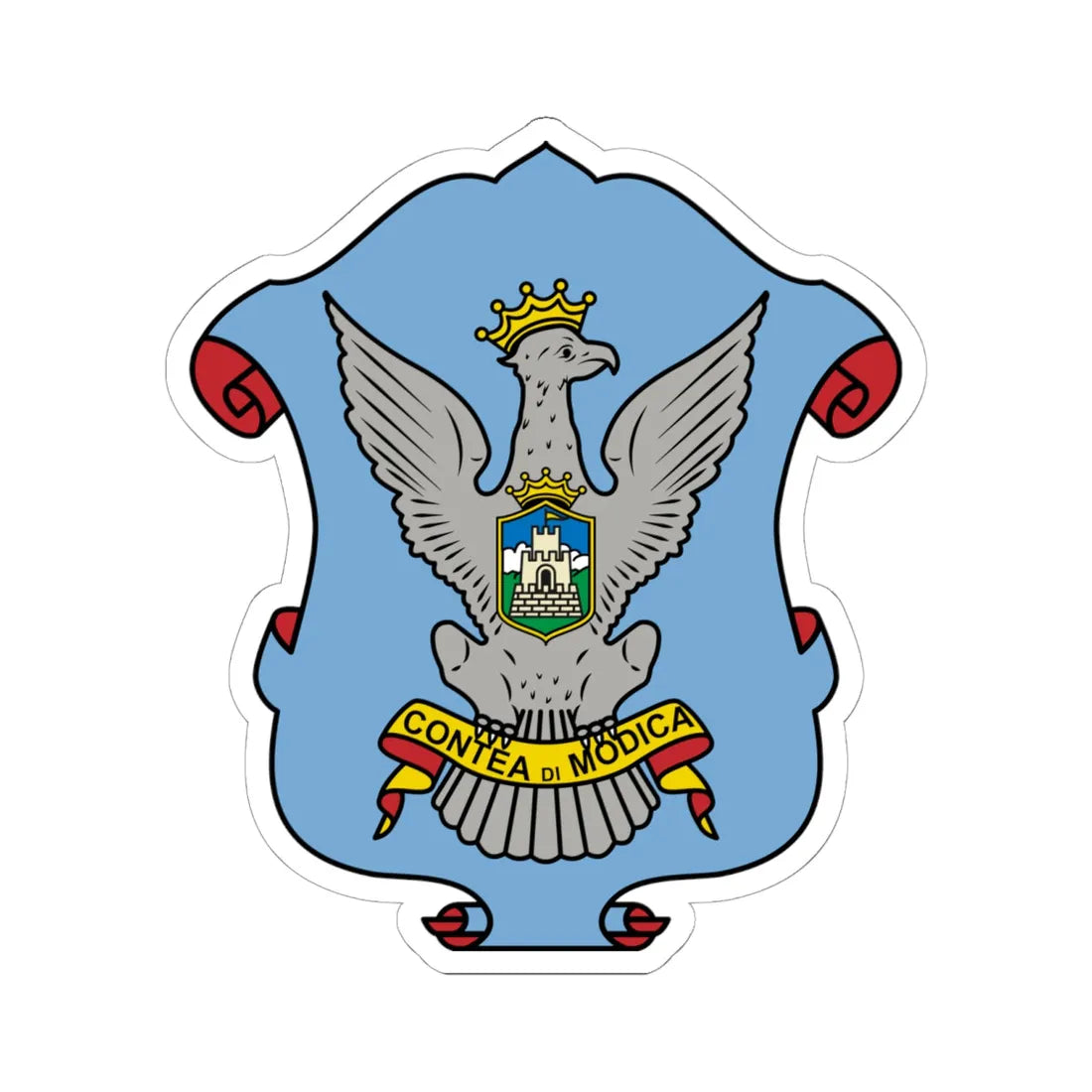 Modica-Stemma (Italy) (Coat of Arms) STICKER Vinyl Kiss-Cut Decal 6 Inch White - The Sticker Space