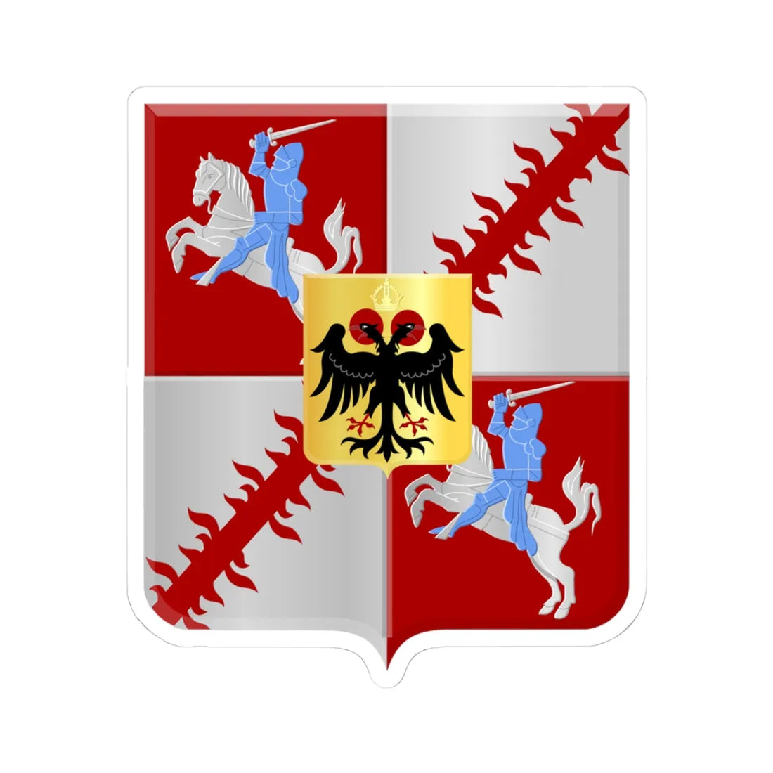 Moeskroen wapen (Belgium) (Coat of Arms) STICKER Vinyl Kiss-Cut Decal 4 Inch White - The Sticker Space