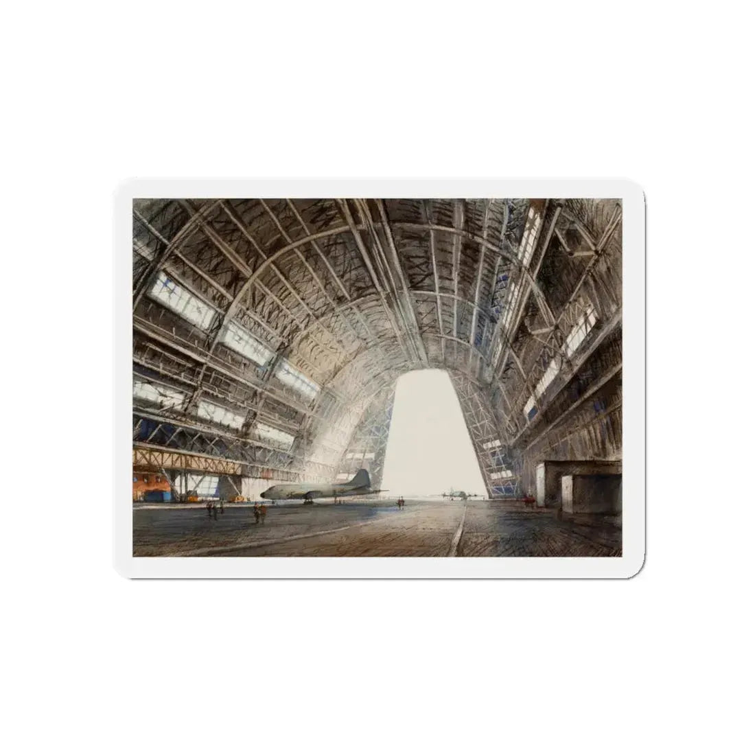 Moffett Field Naval Air Station (Magazine Illustration) Refrigerator Magnet - The Sticker Space