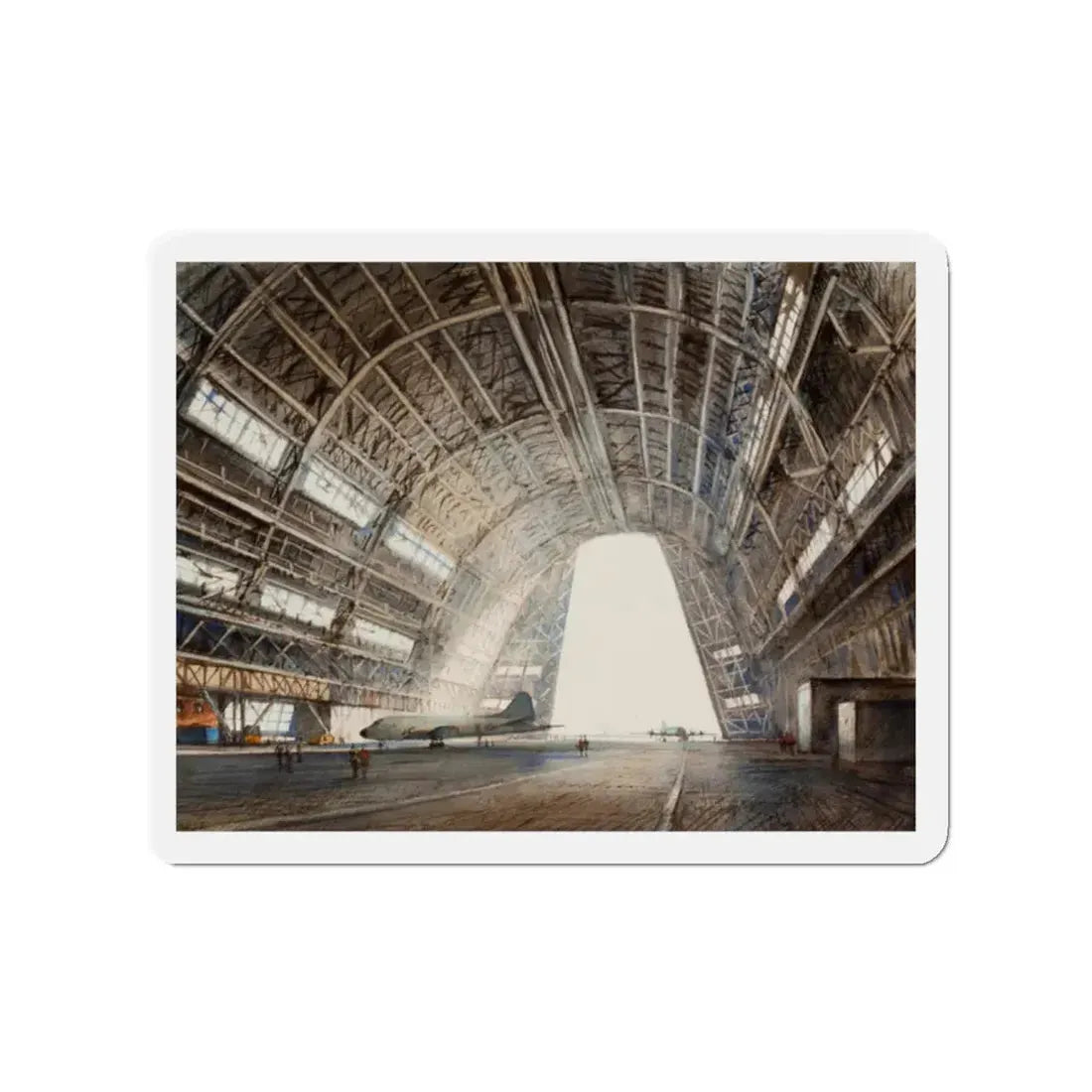 Moffett Field Naval Air Station (Magazine Illustration) Refrigerator Magnet - The Sticker Space