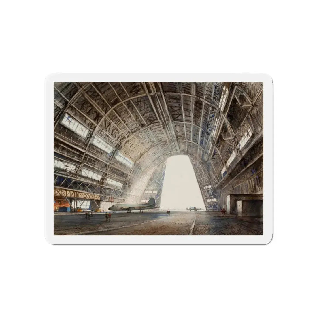 Moffett Field Naval Air Station (Magazine Illustration) Refrigerator Magnet - The Sticker Space
