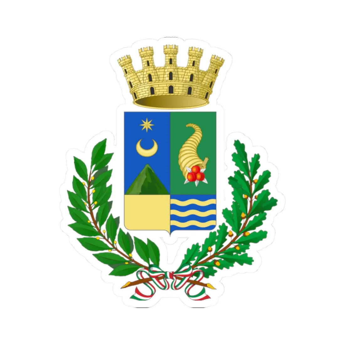 Mogliano Veneto-Stemma (Italy) (Coat of Arms) STICKER Vinyl Kiss-Cut Decal 2 Inch White - The Sticker Space