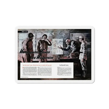 Mohammed Moves The Mountain, Cavalier magazine, May 1953 (Magazine Illustration) Refrigerator Magnet 3 Inch - The Sticker Space