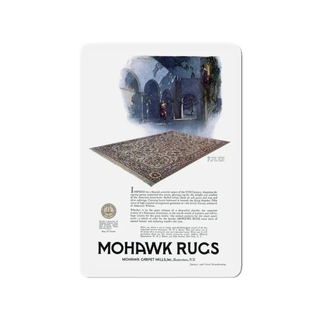 Mohawk Rugs ad, Good Housekeeping, January 1926 (Magazine Illustration) Refrigerator Magnet - The Sticker Space