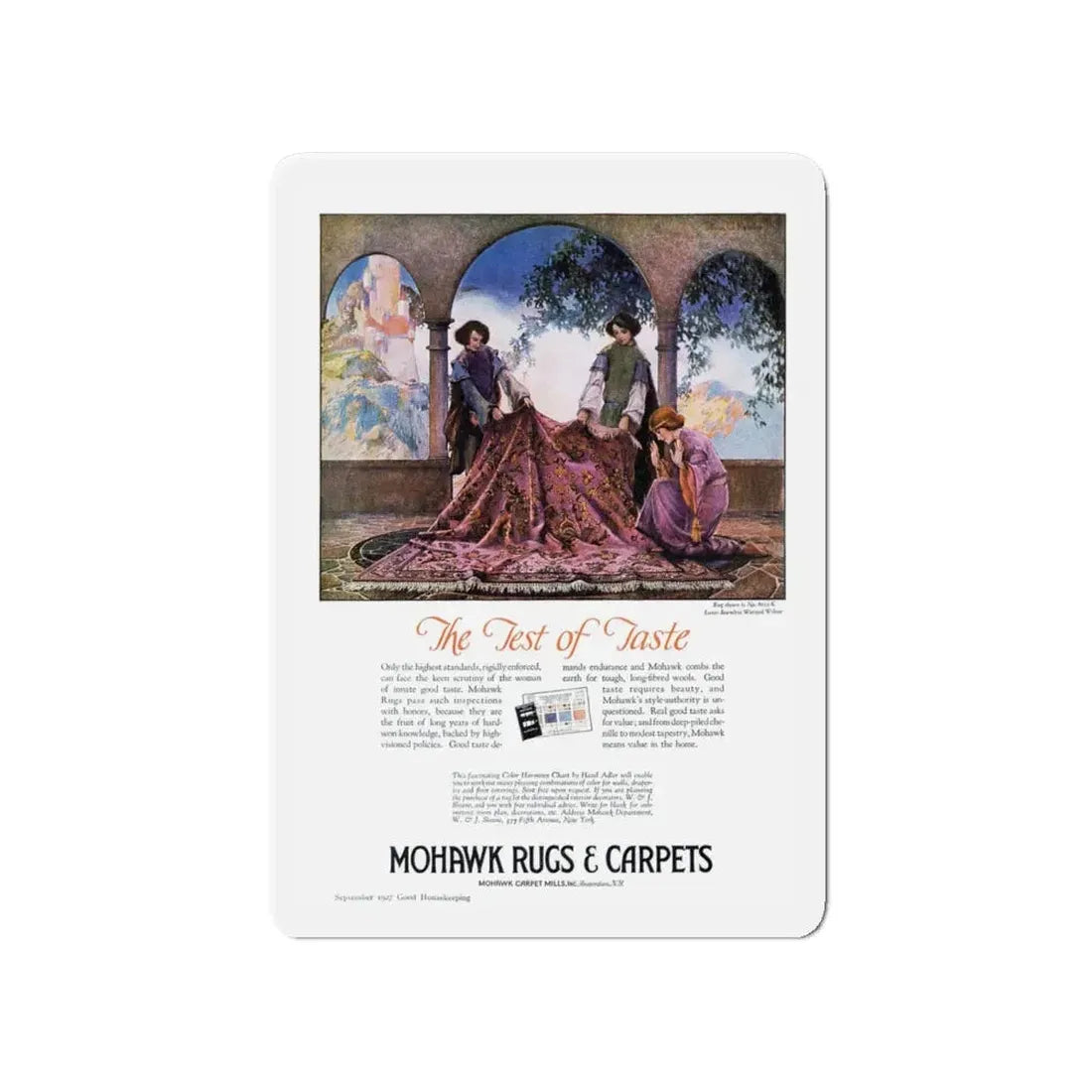 Mohawk Rugs ad, Good Housekeeping, September 1927 (Magazine Illustration) Refrigerator Magnet 4 Inch - The Sticker Space