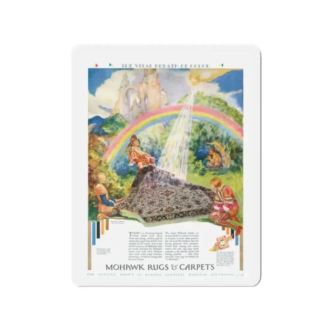 Mohawk Rugs & Carpets, 1929 (Magazine Illustration) Refrigerator Magnet 2 Inch - The Sticker Space