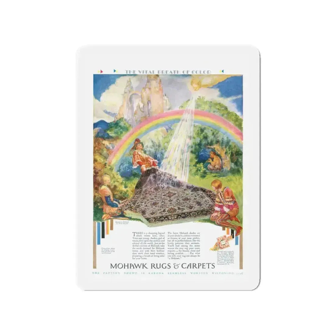 Mohawk Rugs & Carpets, 1929 (Magazine Illustration) Refrigerator Magnet 3 Inch - The Sticker Space