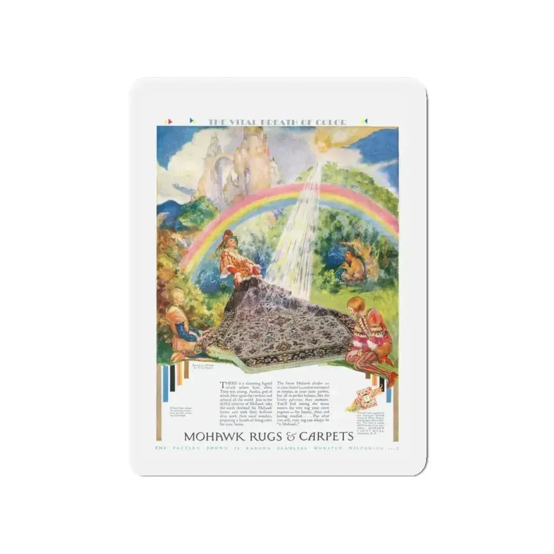Mohawk Rugs & Carpets, 1929 (Magazine Illustration) Refrigerator Magnet 4 Inch - The Sticker Space