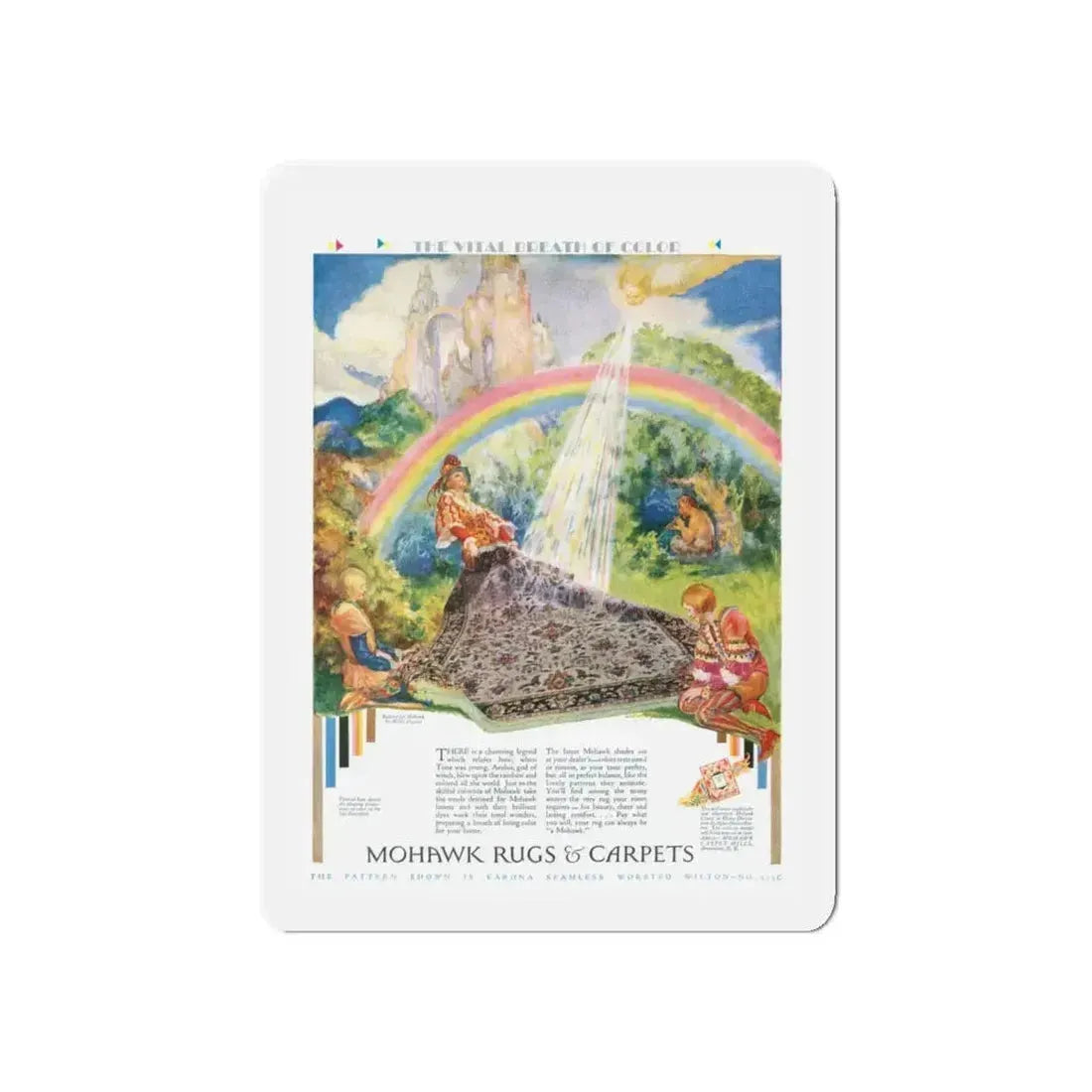 Mohawk Rugs & Carpets, 1929 (Magazine Illustration) Refrigerator Magnet 5 Inch - The Sticker Space