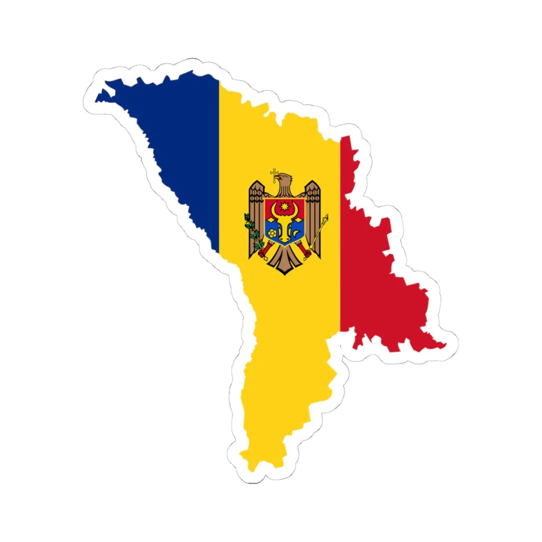 Moldova map coat (Moldova) STICKER Vinyl Kiss-Cut Decal 4 Inch White - The Sticker Space