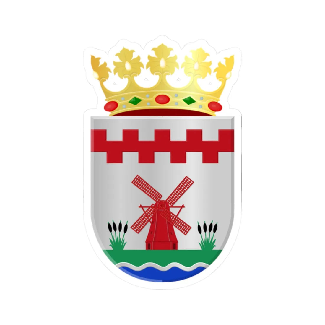 Molenlanden wapen (Netherlands) (Coat of Arms) STICKER Vinyl Kiss-Cut Decal 2 Inch White - The Sticker Space
