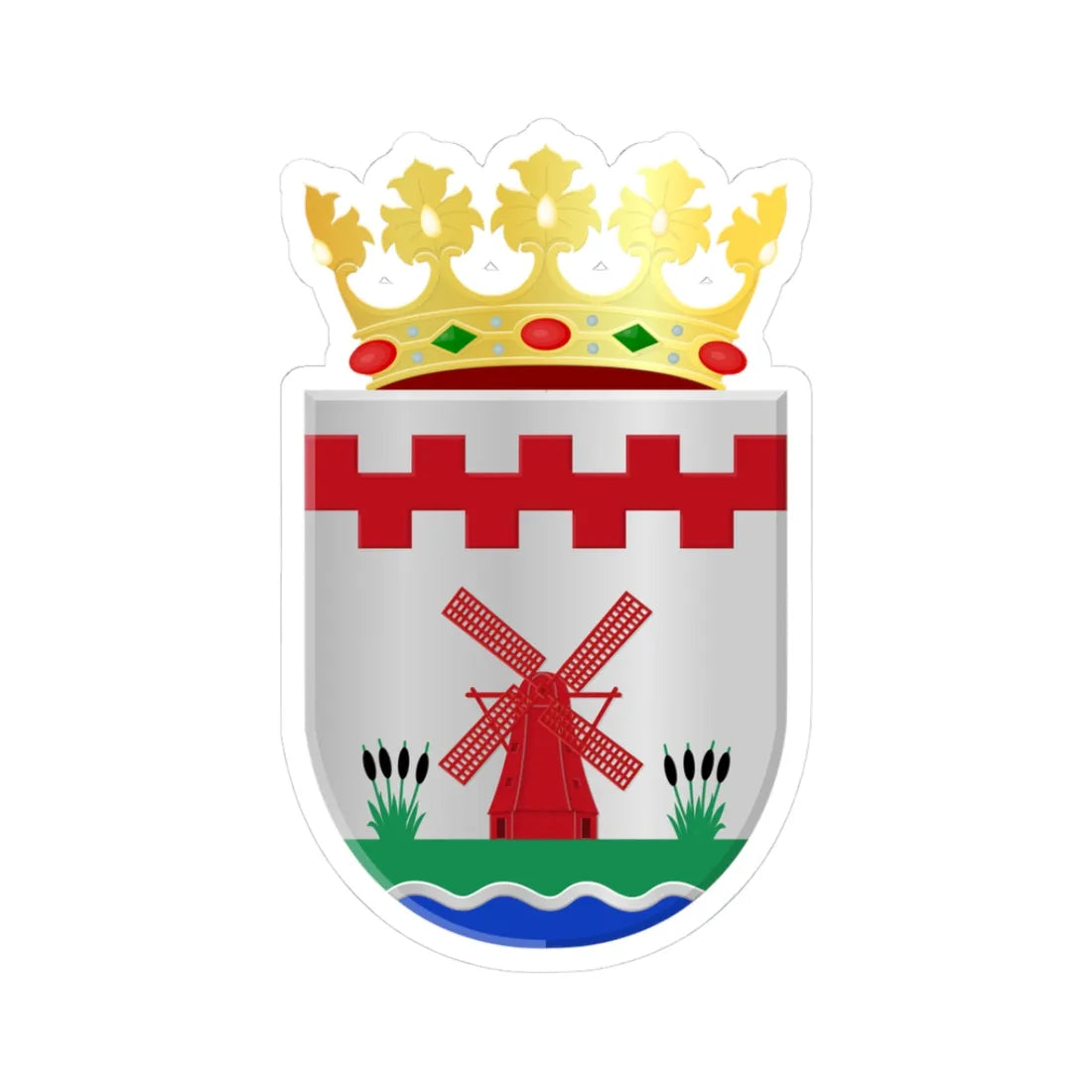 Molenlanden wapen (Netherlands) (Coat of Arms) STICKER Vinyl Kiss-Cut Decal 3 Inch White - The Sticker Space