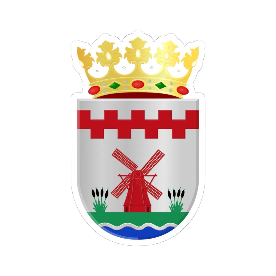 Molenlanden wapen (Netherlands) (Coat of Arms) STICKER Vinyl Kiss-Cut Decal 4 Inch White - The Sticker Space