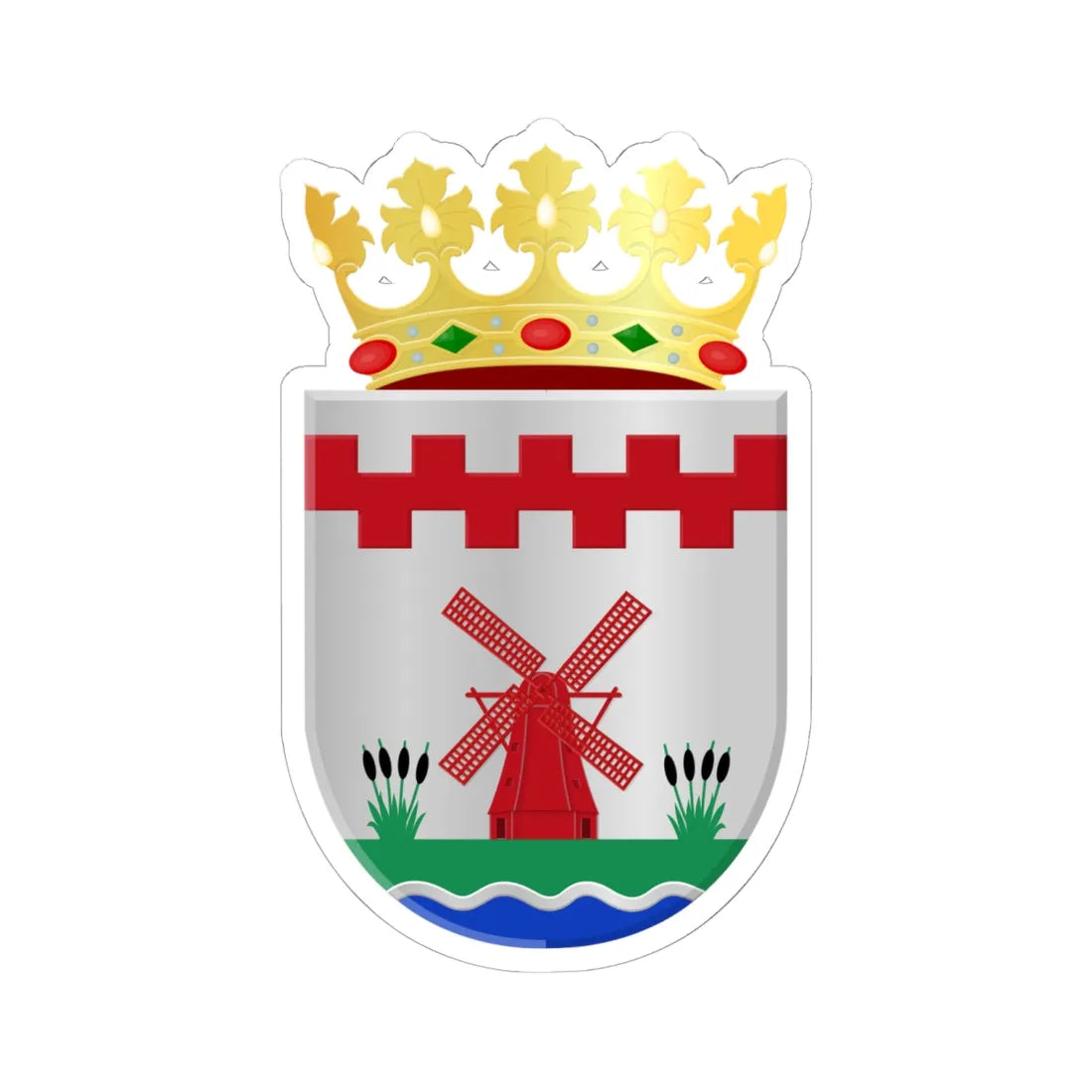 Molenlanden wapen (Netherlands) (Coat of Arms) STICKER Vinyl Kiss-Cut Decal 6 Inch White - The Sticker Space