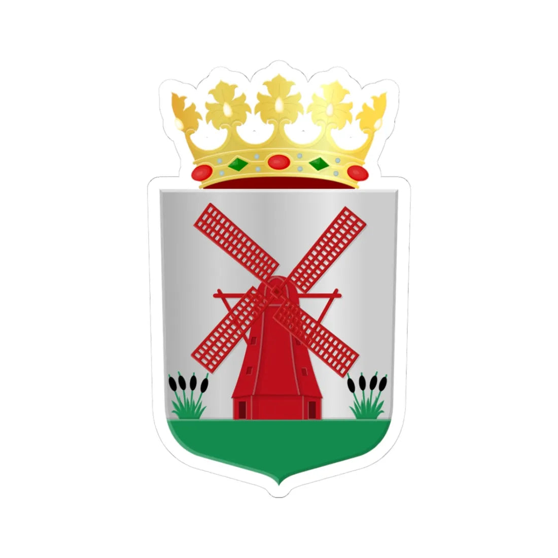 Molenwaard wapen (Netherlands) (Coat of Arms) STICKER Vinyl Kiss-Cut Decal 3 Inch White - The Sticker Space