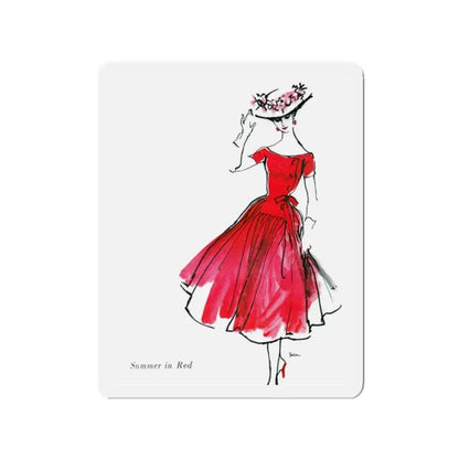 Mollie Parnis for Wamsutta, 1956 (1) (Magazine Illustration) Refrigerator Magnet 2 Inch - The Sticker Space