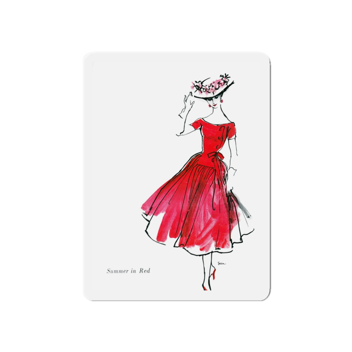 Mollie Parnis for Wamsutta, 1956 (1) (Magazine Illustration) Refrigerator Magnet-5" x 5"-The Sticker Space