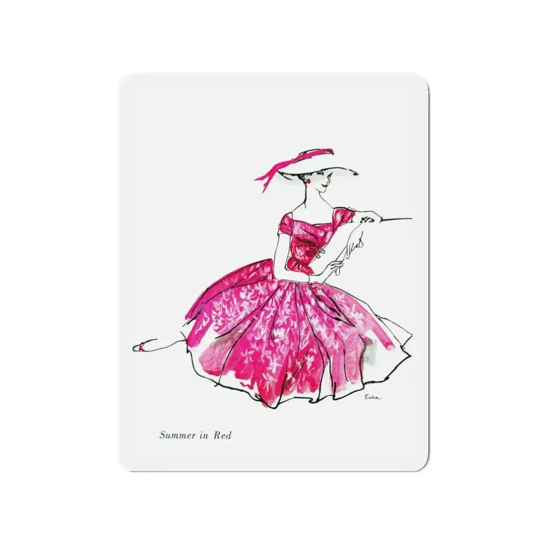 Mollie Parnis for Wamsutta, 1956 (2) (Magazine Illustration) Refrigerator Magnet 3 Inch - The Sticker Space