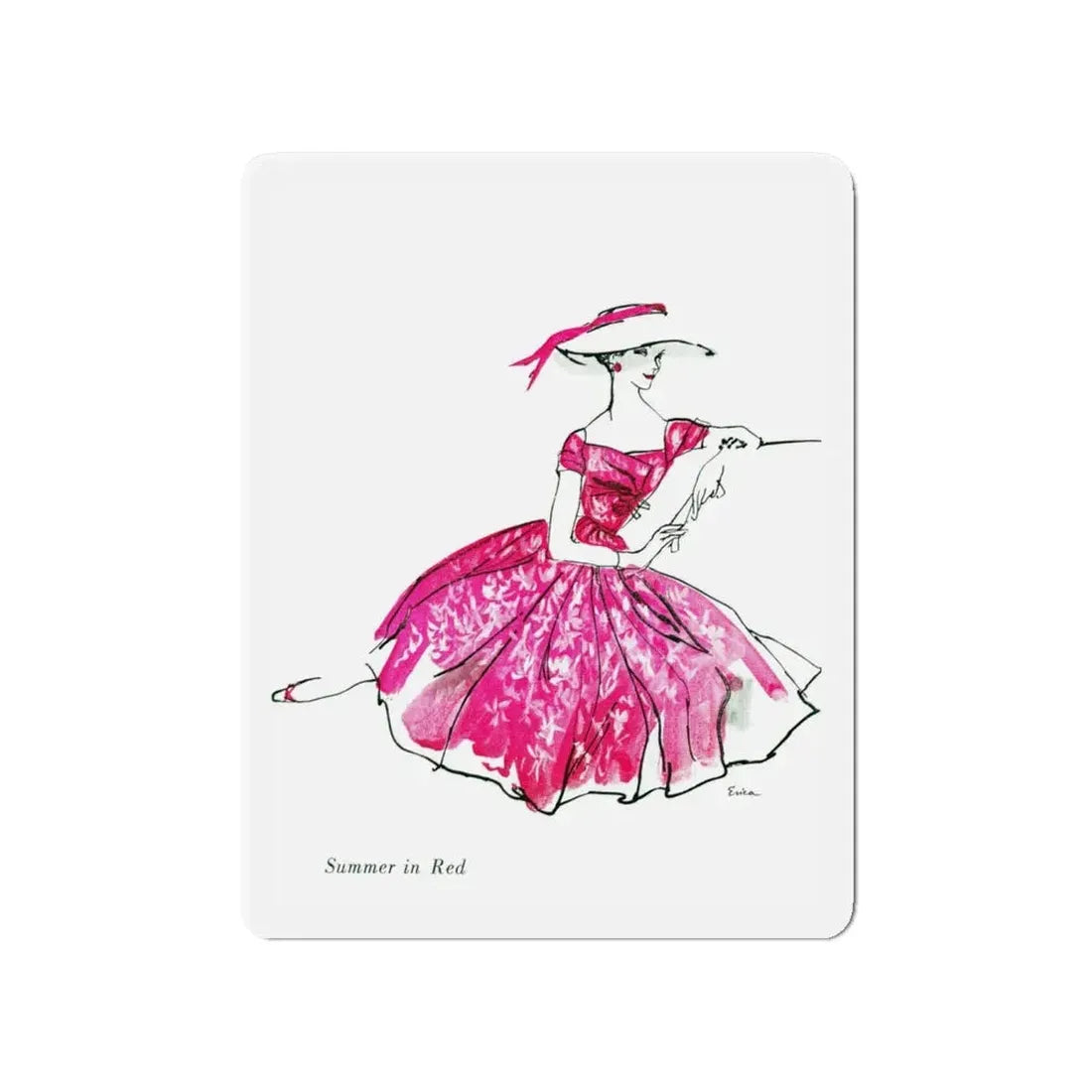 Mollie Parnis for Wamsutta, 1956 (2) (Magazine Illustration) Refrigerator Magnet 4 Inch - The Sticker Space