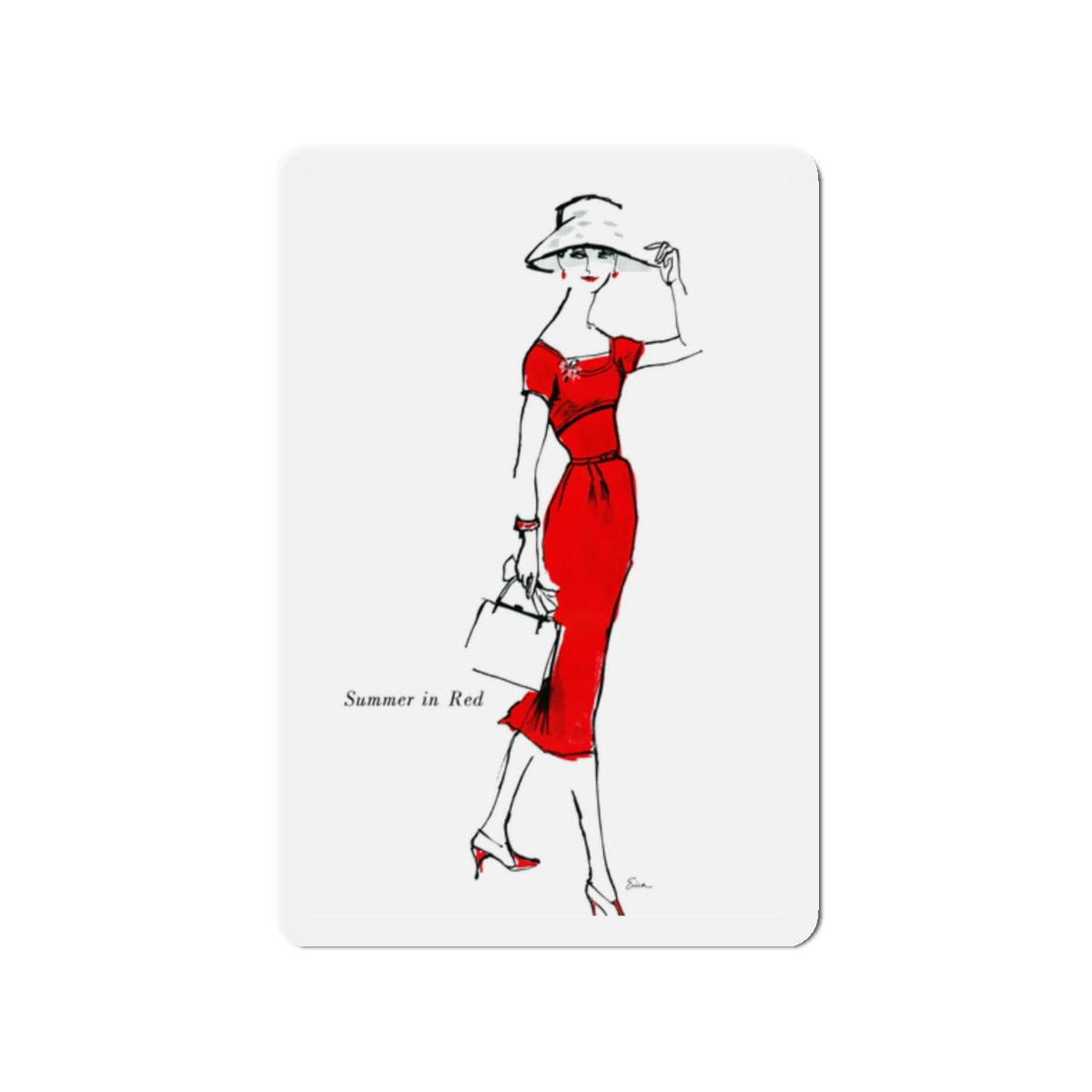 Mollie Parnis for Wamsutta, 1956 (3) (Magazine Illustration) Refrigerator Magnet-2" x 2"-The Sticker Space