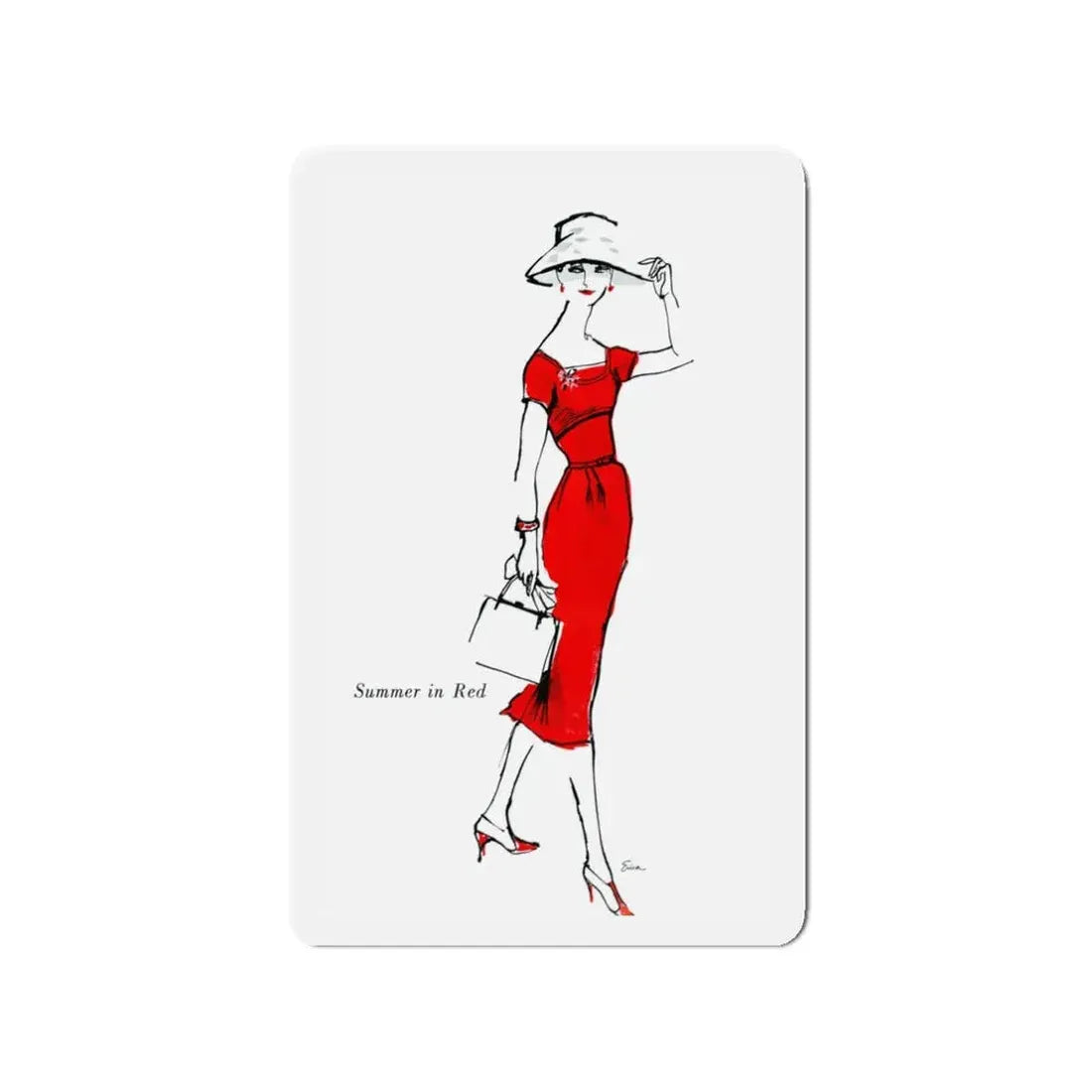 Mollie Parnis for Wamsutta, 1956 (3) (Magazine Illustration) Refrigerator Magnet 3 Inch - The Sticker Space