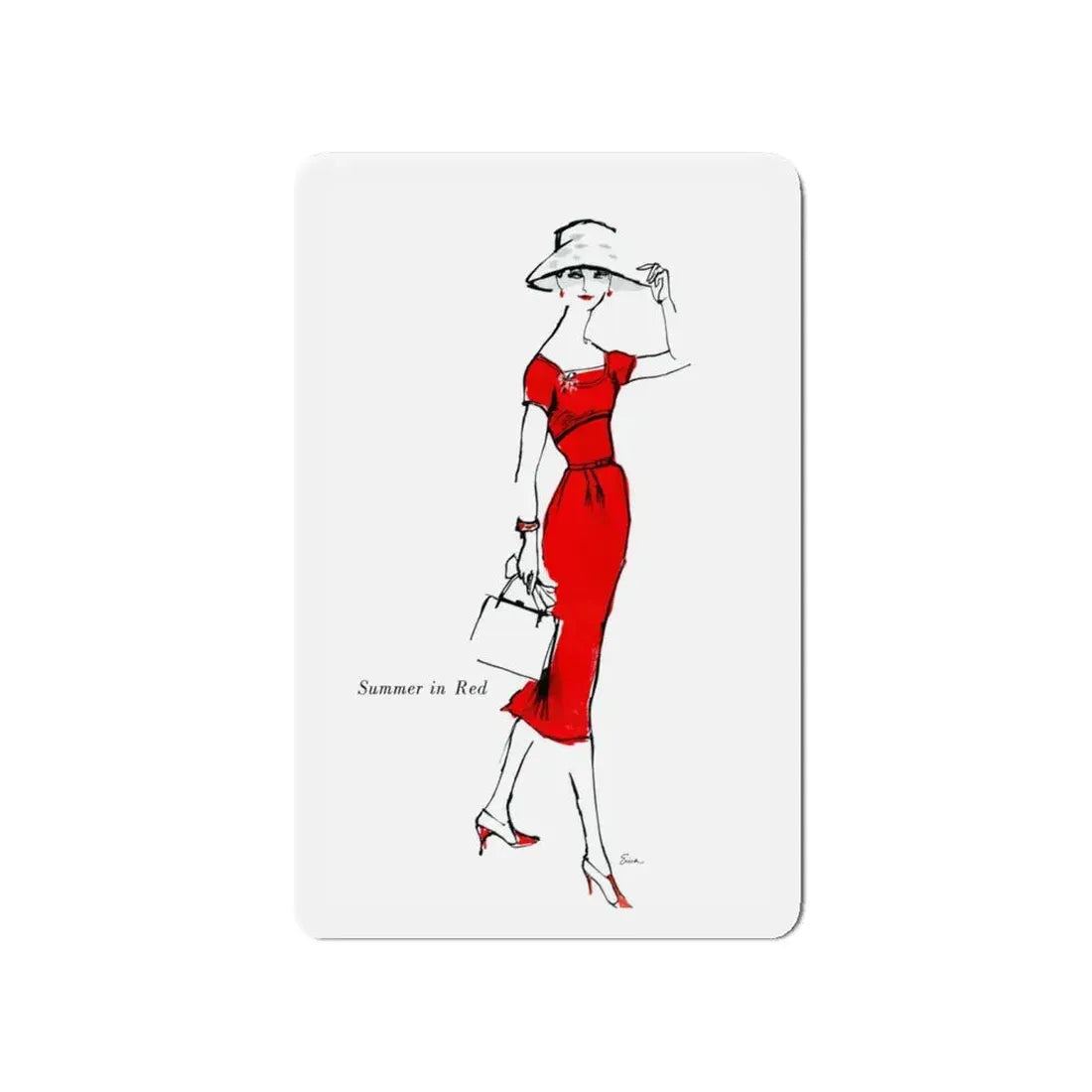 Mollie Parnis for Wamsutta, 1956 (3) (Magazine Illustration) Refrigerator Magnet 4 Inch - The Sticker Space