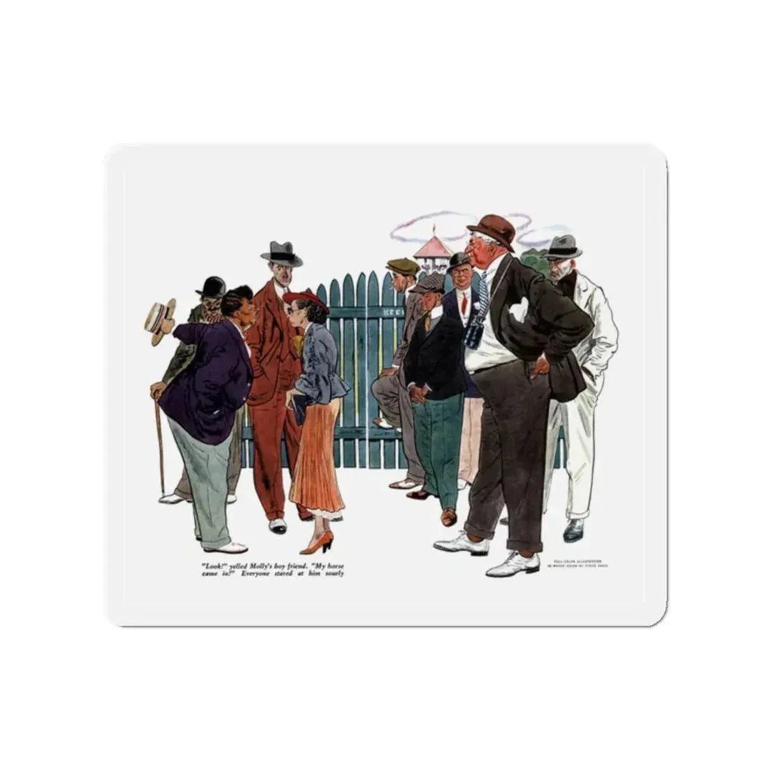 Molly's in the Money, The American Magazine, May 1936 (Magazine Illustration) Refrigerator Magnet 2 Inch - The Sticker Space