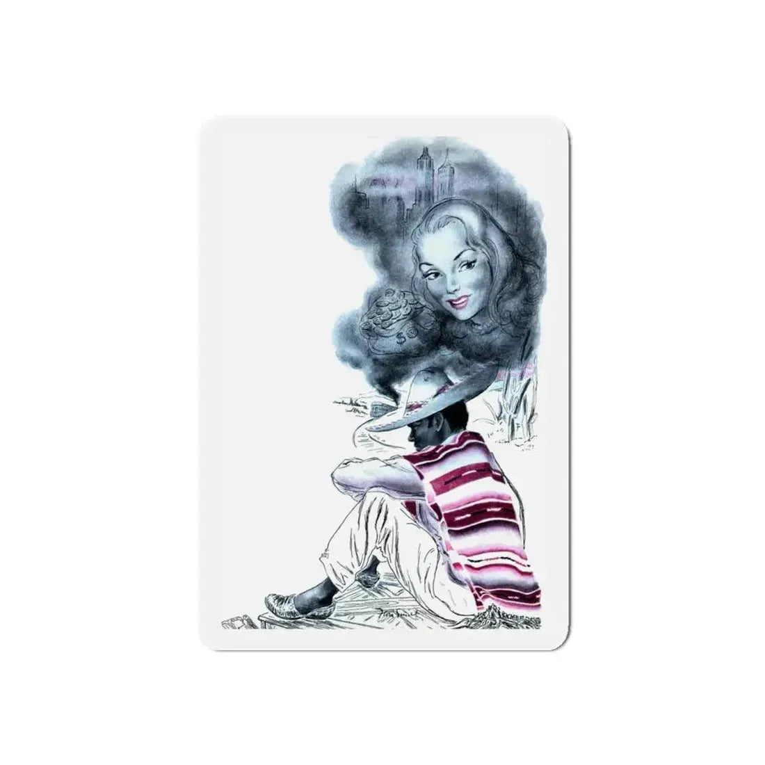 Moment in the Sun,  Woman's Day, January 1947 (Magazine Illustration) Refrigerator Magnet 6 Inch - The Sticker Space