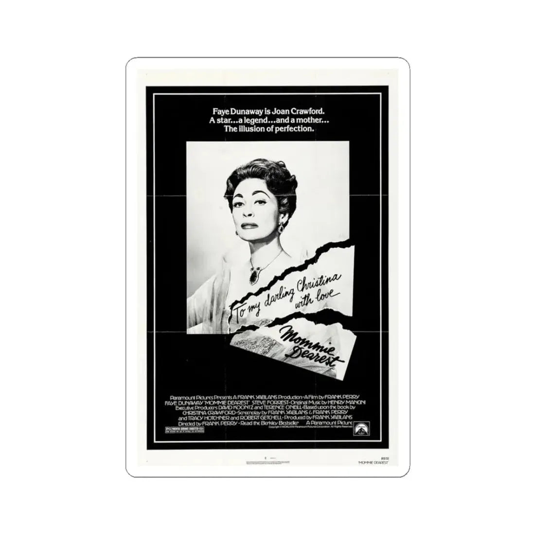 Mommie Dearest 1981 Movie Poster - STICKER Vinyl Kiss-Cut Decal 3 Inch White - The Sticker Space
