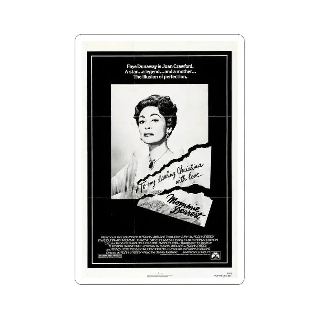 Mommie Dearest 1981 Movie Poster - STICKER Vinyl Kiss-Cut Decal 4 Inch White - The Sticker Space