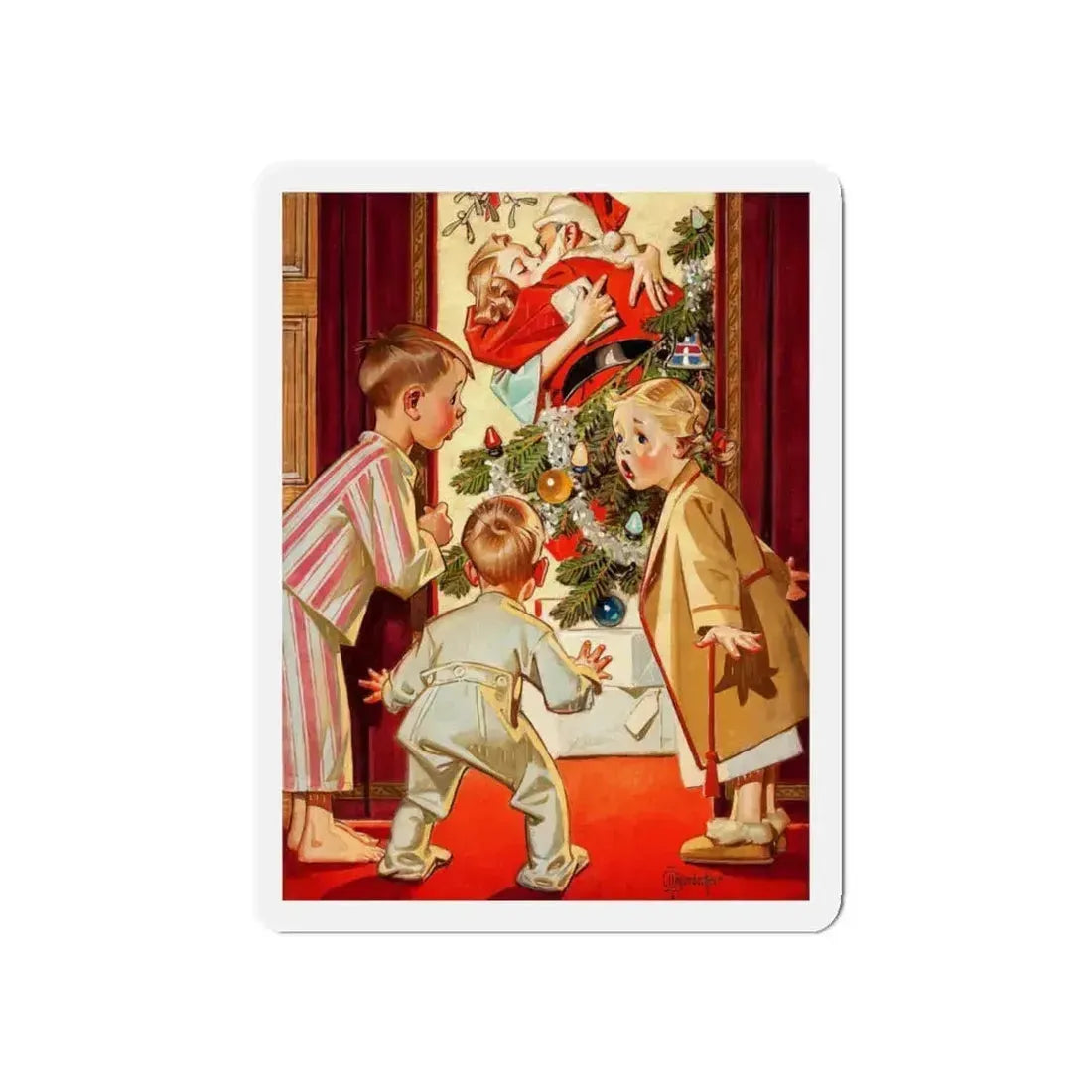 Mommy Kissing Santa Claus, 1948 (Magazine Illustration) Refrigerator Magnet 5 Inch - The Sticker Space