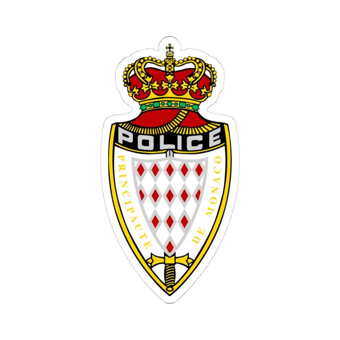 Monaco Police Department Insignia (Monaco) (Coat of Arms) STICKER Vinyl Kiss-Cut Decal 4 Inch White - The Sticker Space